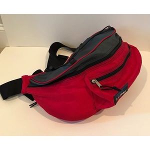 LL Bean oversized red fanny pack hiking bag